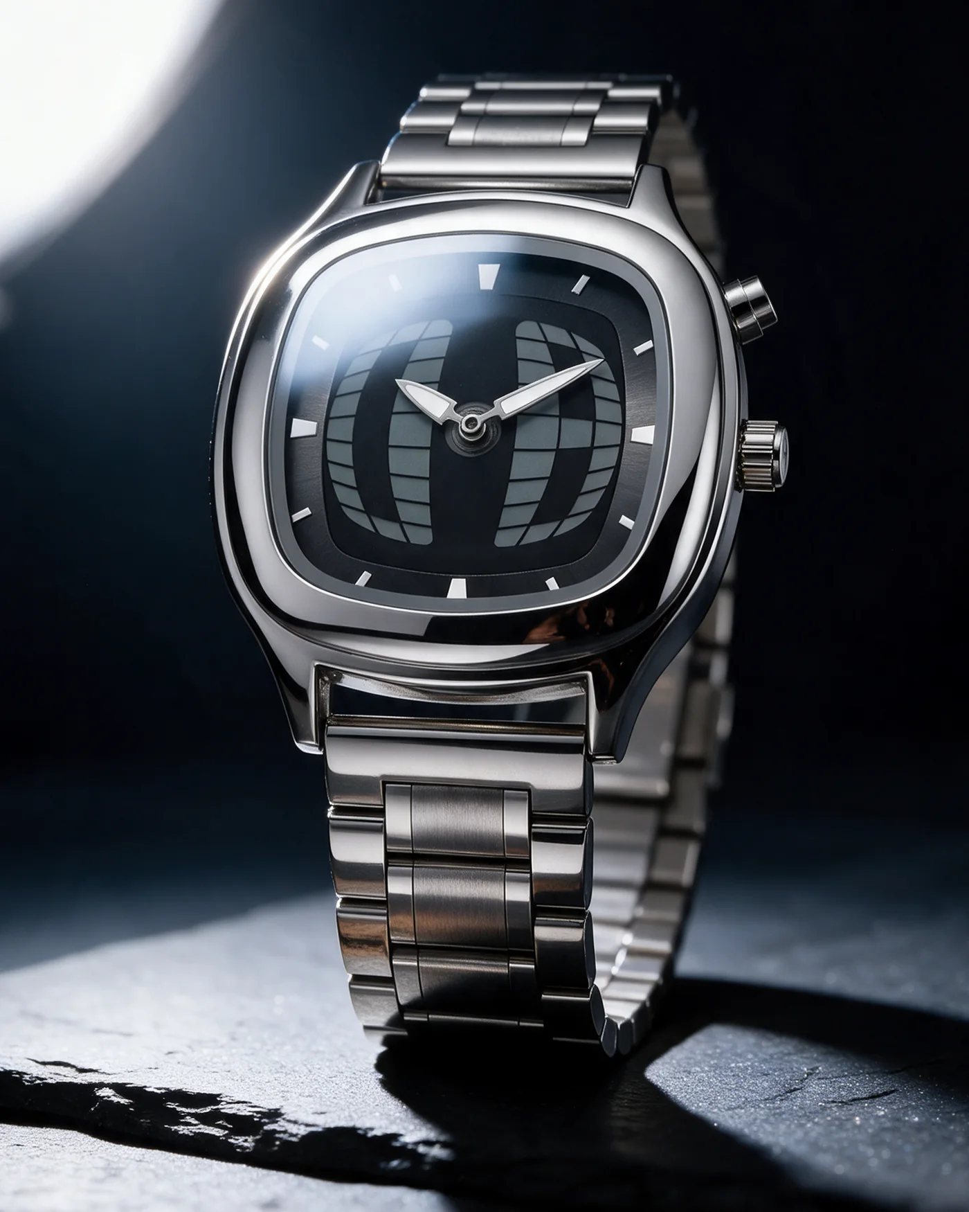 ORBIS Millenium Onyx — Ansicht Umgebung. Schwarzes Zifferblatt · Silberner Orb.